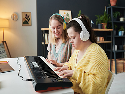 Music teacher and student
